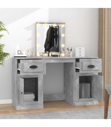 vidaXL Dressing Table with LED Concrete Grey 130x50x132,5 cm