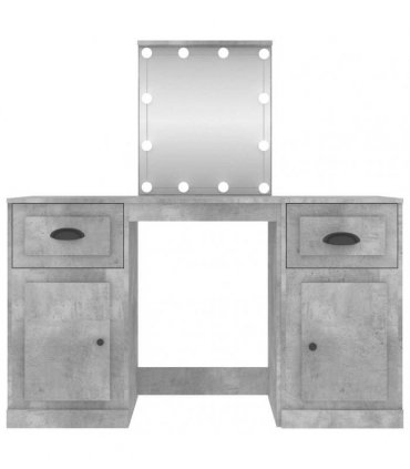 vidaXL Dressing Table with LED Concrete Grey 130x50x132,5 cm