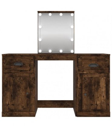 vidaXL Dressing Table with LED Smoked Oak 130x50x132,5 cm
