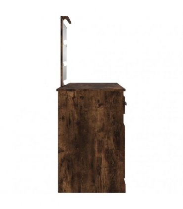 vidaXL Dressing Table with LED Smoked Oak 130x50x132,5 cm