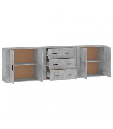 vidaXL Sideboards 3 pcs Concrete Grey Engineered Wood