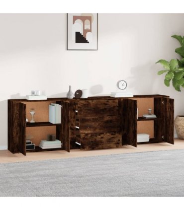 vidaXL Sideboards 3 pcs Smoked Oak Engineered Wood