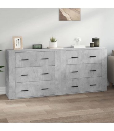 vidaXL Sideboards 2 pcs Concrete Grey Engineered Wood