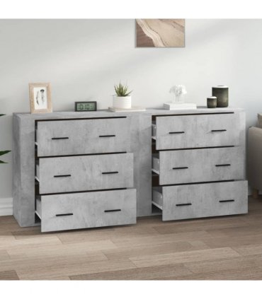 vidaXL Sideboards 2 pcs Concrete Grey Engineered Wood