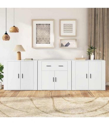 vidaXL Sideboards 3 pcs White Engineered Wood