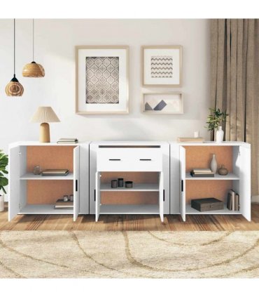 vidaXL Sideboards 3 pcs White Engineered Wood