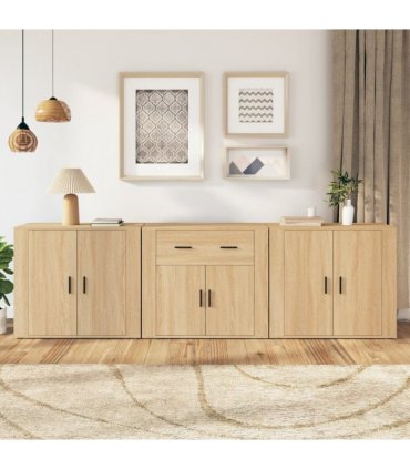 vidaXL Sideboards 3 pcs Sonoma Oak Engineered Wood