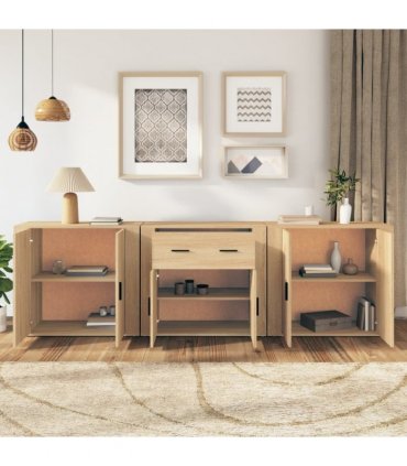 vidaXL Sideboards 3 pcs Sonoma Oak Engineered Wood