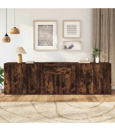vidaXL Sideboards 3 pcs Smoked Oak Engineered Wood