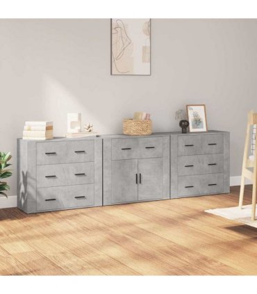 vidaXL Sideboards 3 pcs Concrete Grey Engineered Wood