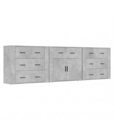 vidaXL Sideboards 3 pcs Concrete Grey Engineered Wood