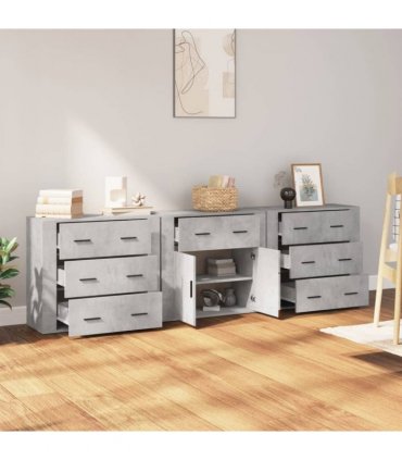 vidaXL Sideboards 3 pcs Concrete Grey Engineered Wood