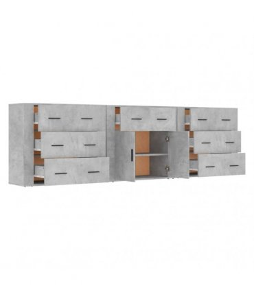 vidaXL Sideboards 3 pcs Concrete Grey Engineered Wood