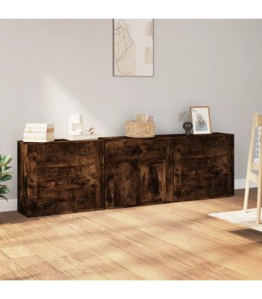 vidaXL Sideboards 3 pcs Smoked Oak Engineered Wood
