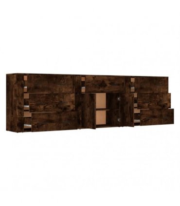 vidaXL Sideboards 3 pcs Smoked Oak Engineered Wood