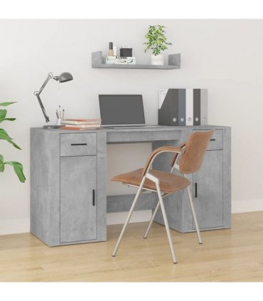 vidaXL Desk with Cabinet Concrete Grey Engineered Wood