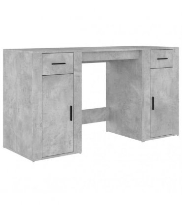 vidaXL Desk with Cabinet Concrete Grey Engineered Wood
