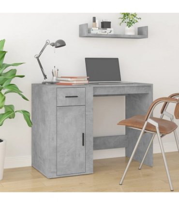 vidaXL Desk with Cabinet Concrete Grey Engineered Wood