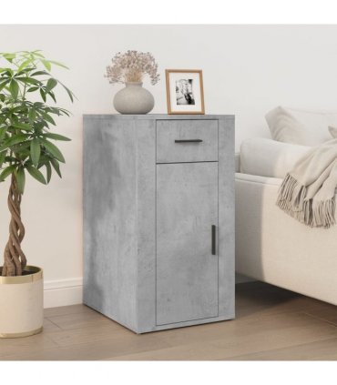 vidaXL Desk with Cabinet Concrete Grey Engineered Wood