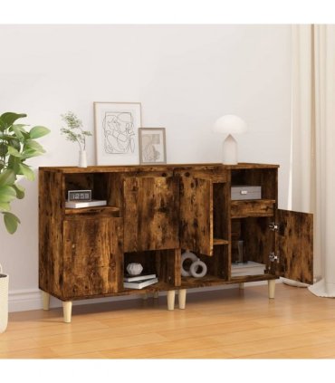 vidaXL Sideboards 2 pcs Smoked Oak 60x35x70 cm Engineered Wood