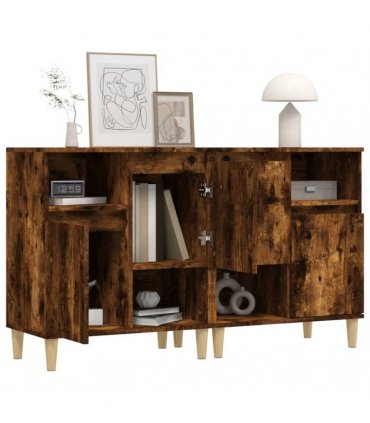 vidaXL Sideboards 2 pcs Smoked Oak 60x35x70 cm Engineered Wood