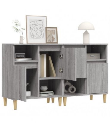 vidaXL Sideboards 2 pcs Grey Sonoma 60x35x70 cm Engineered Wood