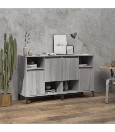 vidaXL Sideboards 2 pcs Grey Sonoma 60x35x70 cm Engineered Wood