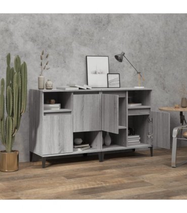 vidaXL Sideboards 2 pcs Grey Sonoma 60x35x70 cm Engineered Wood
