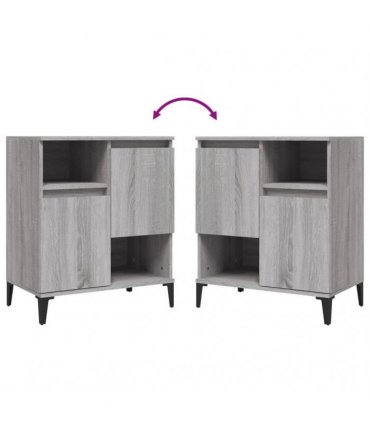 vidaXL Sideboards 2 pcs Grey Sonoma 60x35x70 cm Engineered Wood