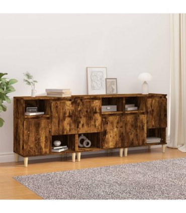 vidaXL Sideboards 3 pcs Smoked Oak 60x35x70 cm Engineered Wood