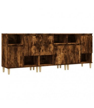 vidaXL Sideboards 3 pcs Smoked Oak 60x35x70 cm Engineered Wood