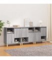 vidaXL Sideboards 3 pcs Grey Sonoma 60x35x70 cm Engineered Wood