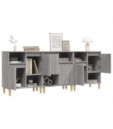 vidaXL Sideboards 3 pcs Grey Sonoma 60x35x70 cm Engineered Wood