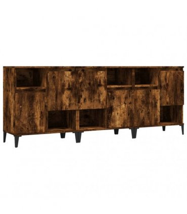 vidaXL Sideboards 3 pcs Smoked Oak 60x35x70 cm Engineered Wood
