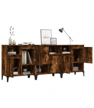vidaXL Sideboards 3 pcs Smoked Oak 60x35x70 cm Engineered Wood