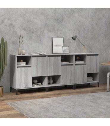 vidaXL Sideboards 3 pcs Grey Sonoma 60x35x70 cm Engineered Wood