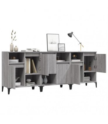 vidaXL Sideboards 3 pcs Grey Sonoma 60x35x70 cm Engineered Wood