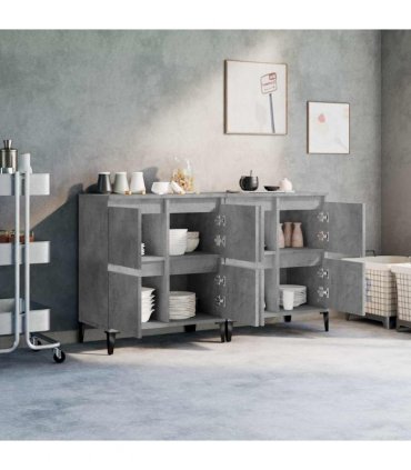 vidaXL Sideboards 2 pcs Concrete Grey 60x35x70 cm Engineered Wood