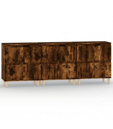 vidaXL Sideboards 3 pcs Smoked Oak 60x35x70 cm Engineered Wood