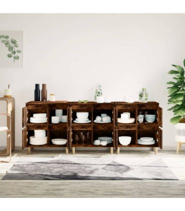 vidaXL Sideboards 3 pcs Smoked Oak 60x35x70 cm Engineered Wood