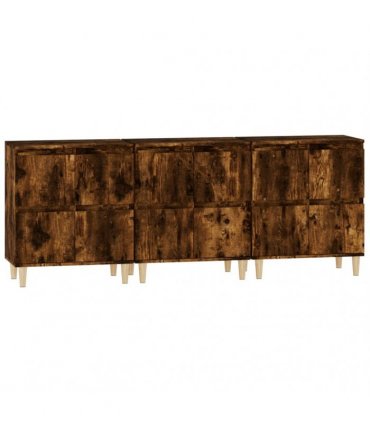 vidaXL Sideboards 3 pcs Smoked Oak 60x35x70 cm Engineered Wood