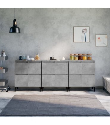 vidaXL Sideboards 3 pcs Concrete Grey 60x35x70 cm Engineered Wood