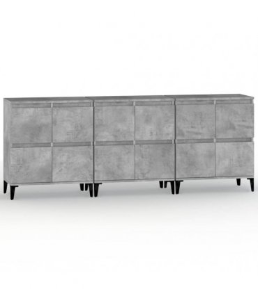 vidaXL Sideboards 3 pcs Concrete Grey 60x35x70 cm Engineered Wood