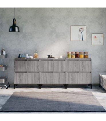 vidaXL Sideboards 3 pcs Grey Sonoma 60x35x70 cm Engineered Wood
