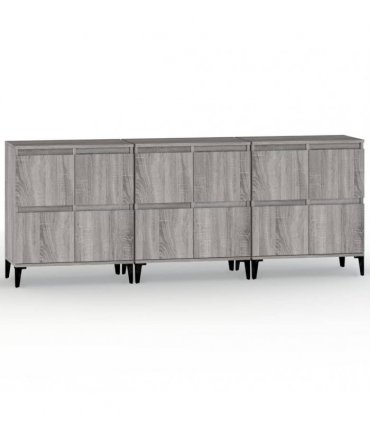 vidaXL Sideboards 3 pcs Grey Sonoma 60x35x70 cm Engineered Wood