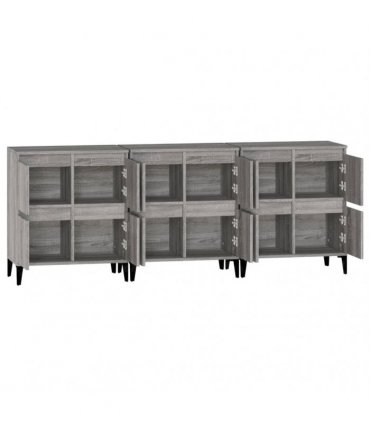 vidaXL Sideboards 3 pcs Grey Sonoma 60x35x70 cm Engineered Wood