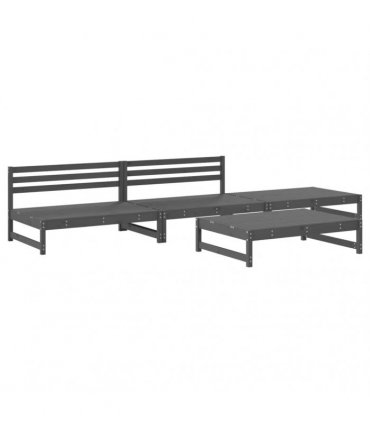 vidaXL 4 Piece Garden Lounge Set Grey Solid Wood Pine