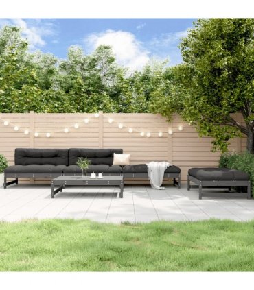 vidaXL 5 Piece Garden Lounge Set Grey Solid Wood Pine
