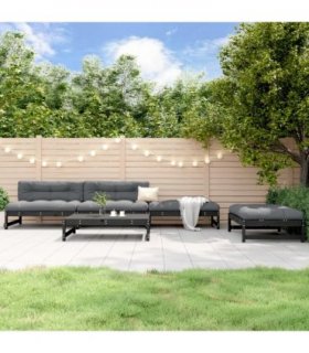 vidaXL 5 Piece Garden Lounge Set Black Solid Wood Pine