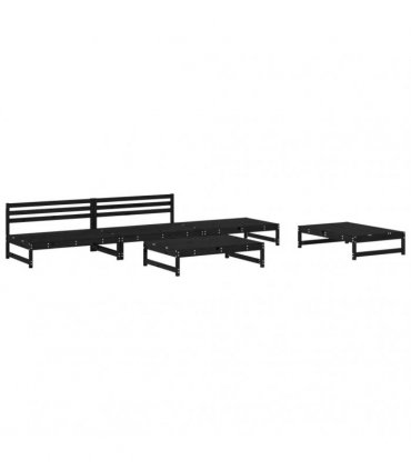 vidaXL 5 Piece Garden Lounge Set Black Solid Wood Pine
